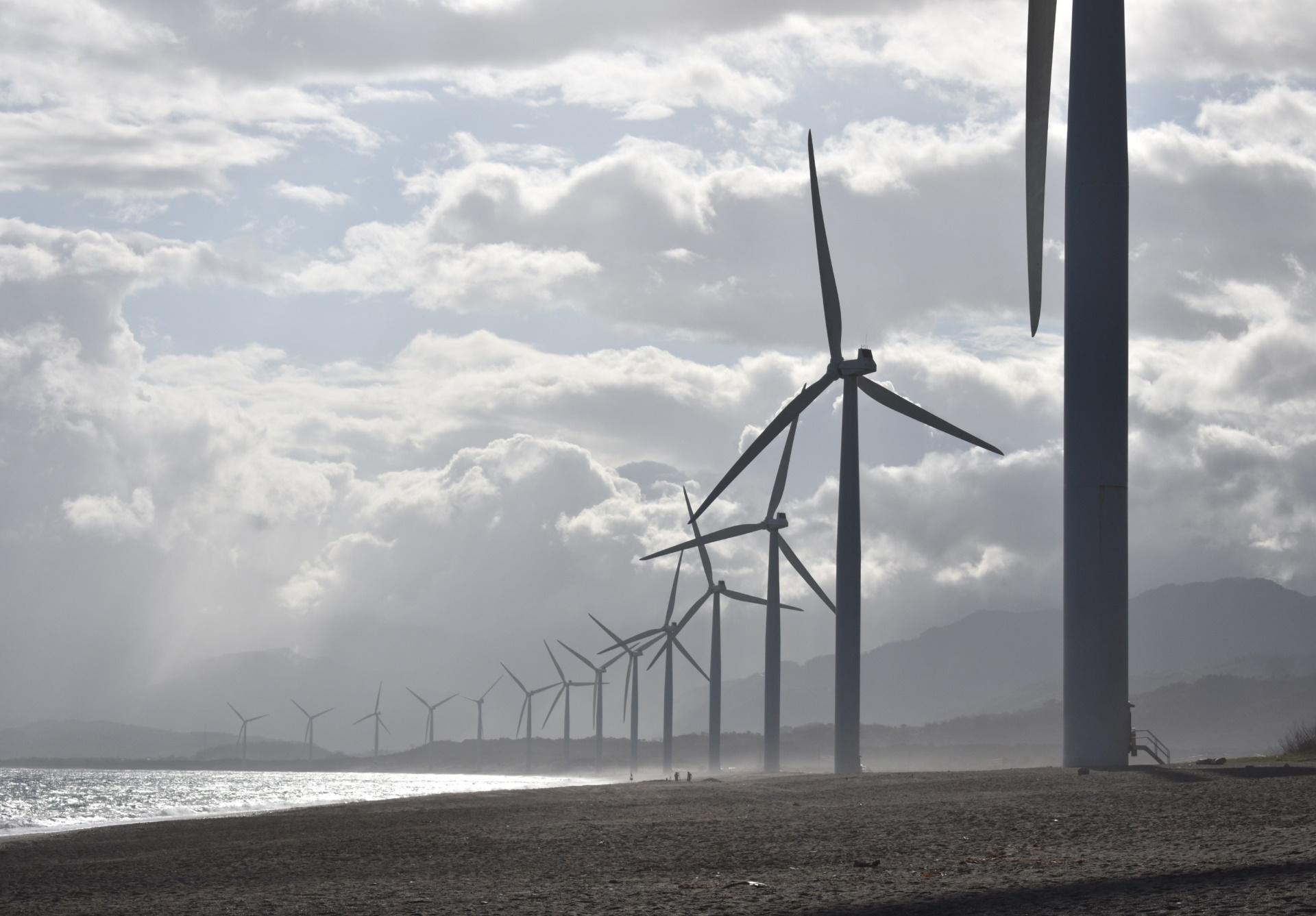 Windmills near the beach.